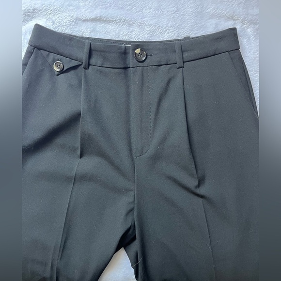 Mango MNG Black High Waisted Pleated Straight Leg Dress Pants Sz 8 - Picture 12 of 17